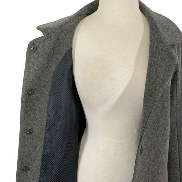 Poleci 4 Gray Wool Blend Long Dress Coat Y2K Minimalist Chic Professional Boss - Picture 9 of 11
